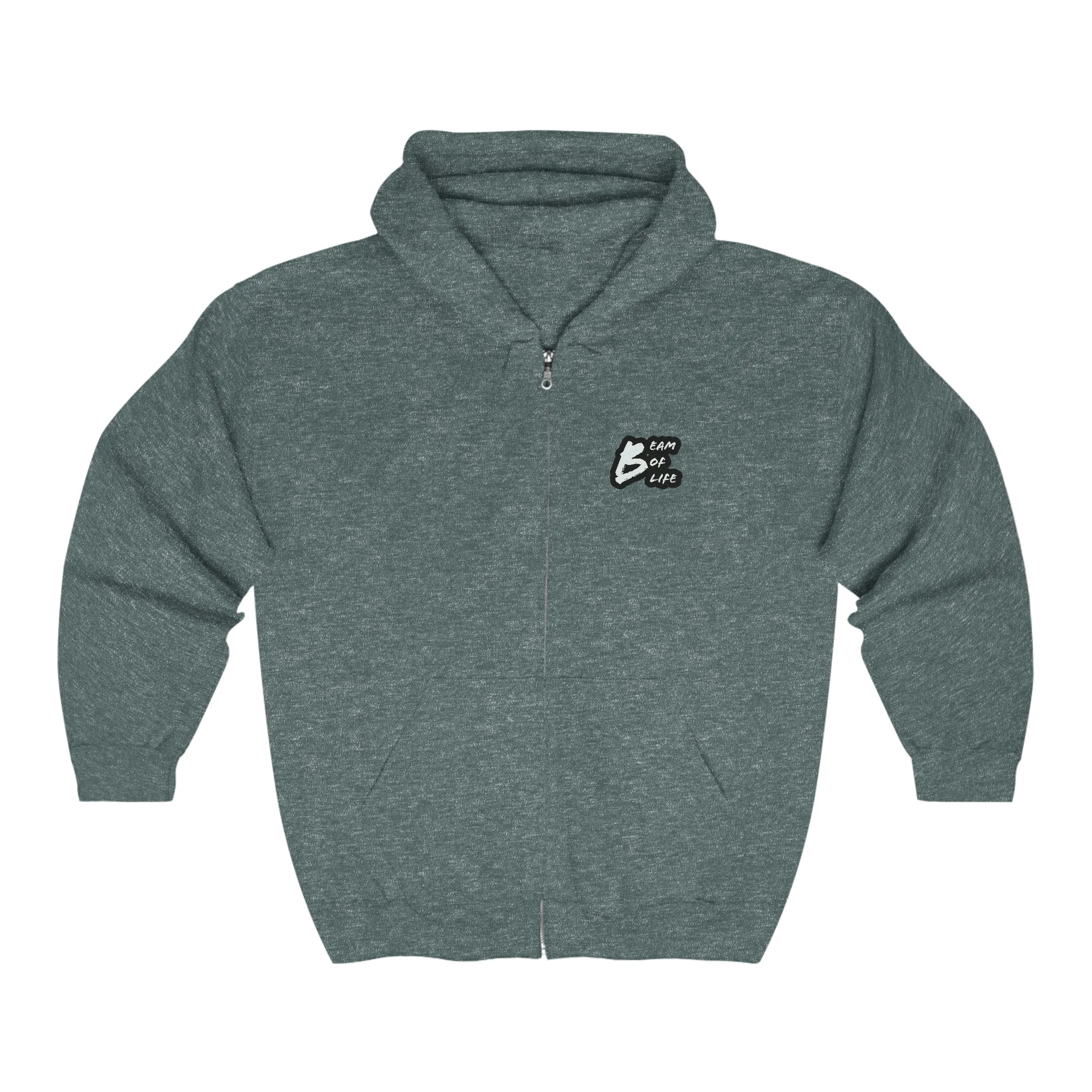 Beam of Life Unisex Full Zip Hoodie - Black/White Logo