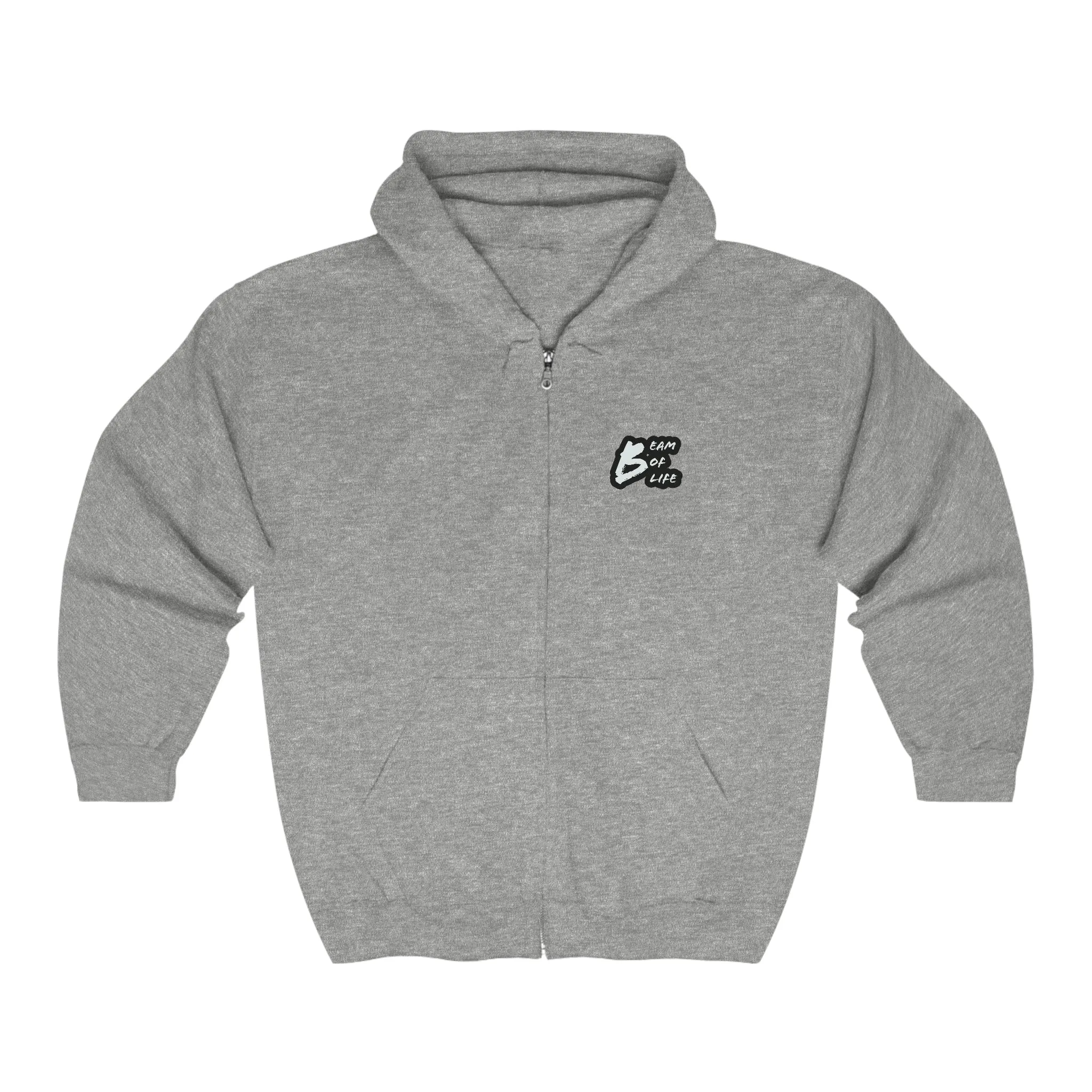 Beam of Life Unisex Full Zip Hoodie - Black/White Logo