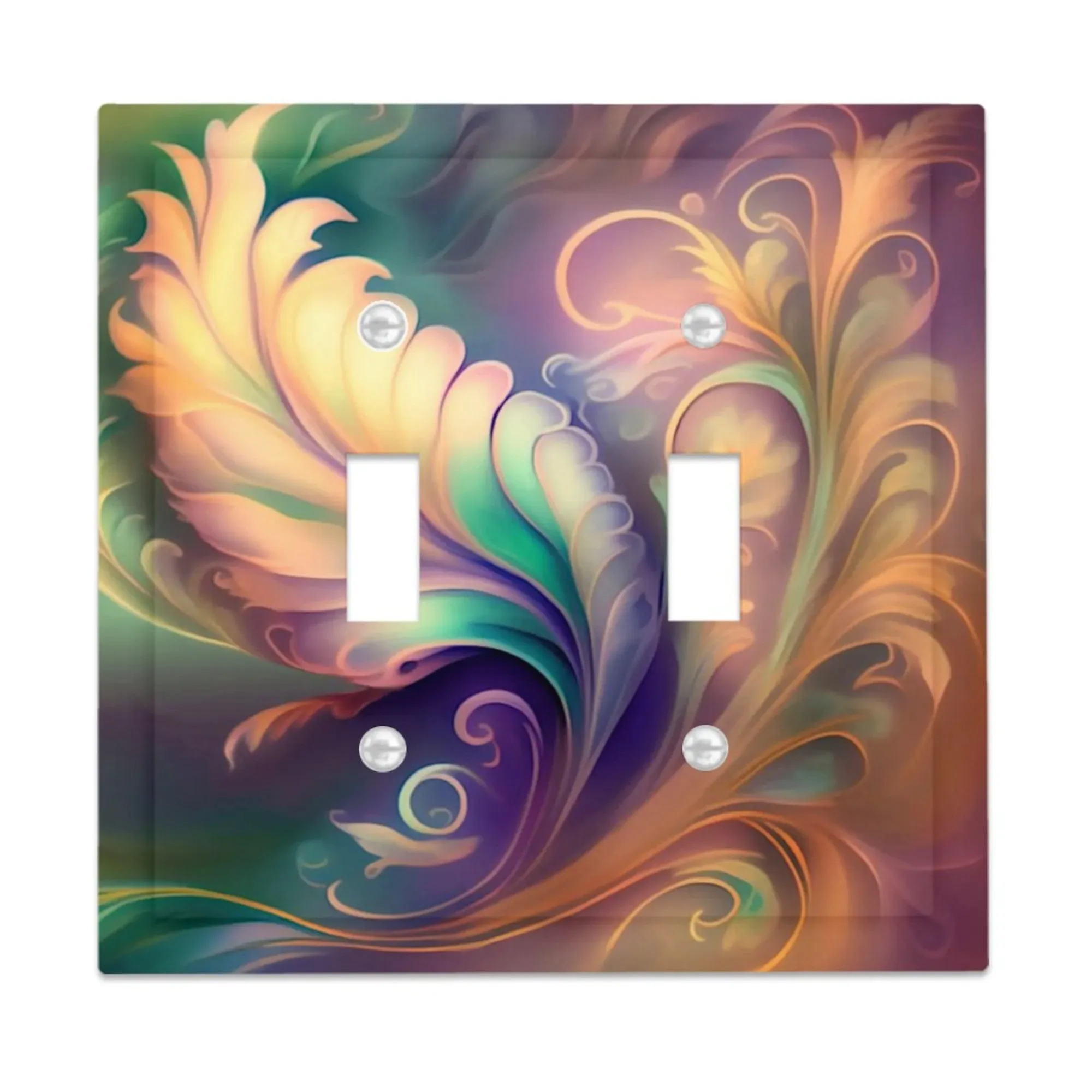 Beveled Edge Art Nouveau Decorative Switch Plate Cover, Two Sizes, Earth Tones Home Decor