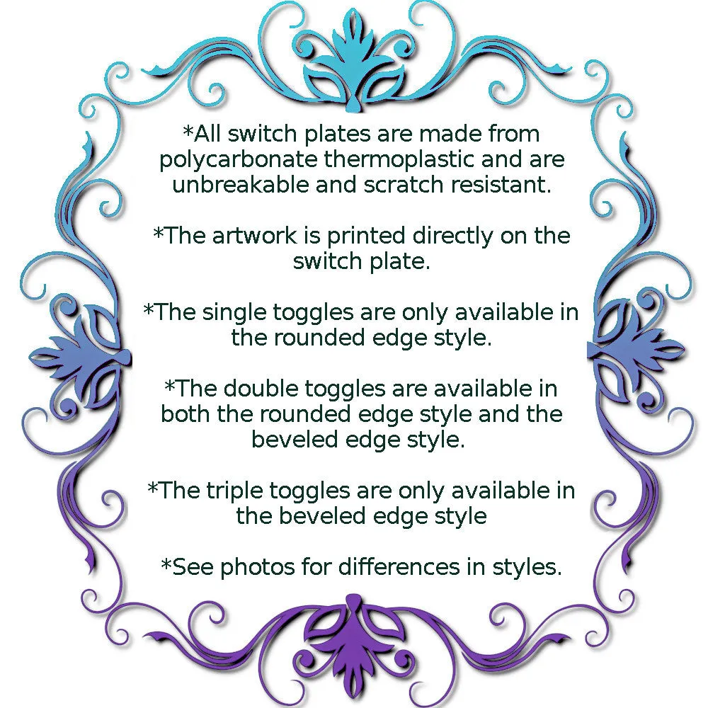 Beveled Edge Art Nouveau Decorative Switch Plate Cover, Two Sizes, Earth Tones Home Decor