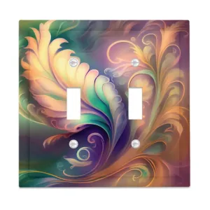 Beveled Edge Art Nouveau Decorative Switch Plate Cover, Two Sizes, Earth Tones Home Decor