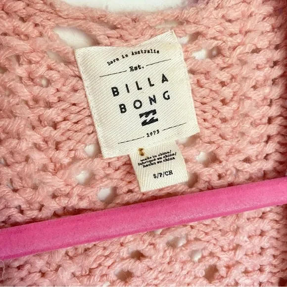 Billabong Pink Open Knit Women's Oversized Sweater
