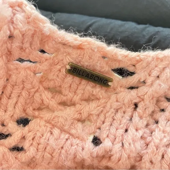 Billabong Pink Open Knit Women's Oversized Sweater