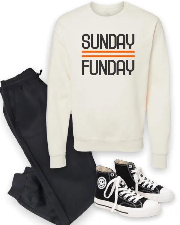 Black and Orange Sunday Funday Crewneck Sweatshirt S-XL