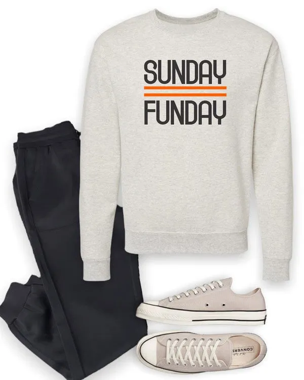 Black and Orange Sunday Funday Crewneck Sweatshirt S-XL