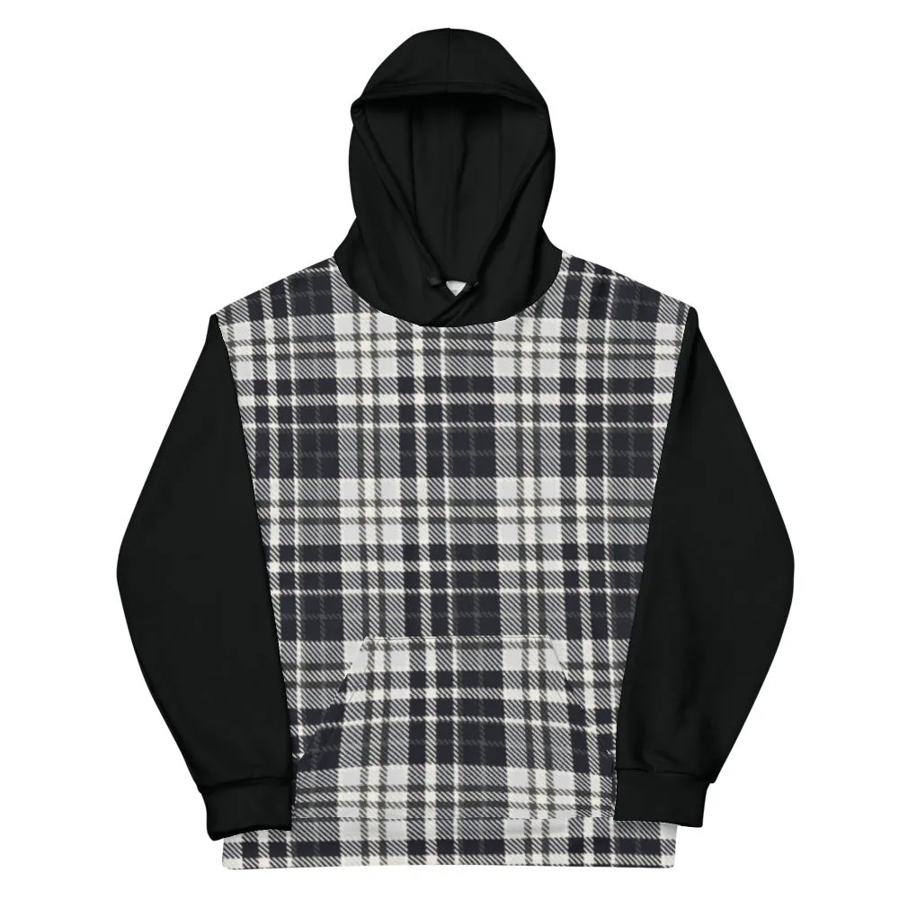 Black and White Tartan - Sustainably Made Hoodie