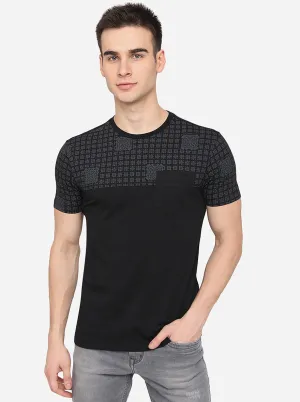 Black Printed Slim Fit T-Shirt | JadeBlue