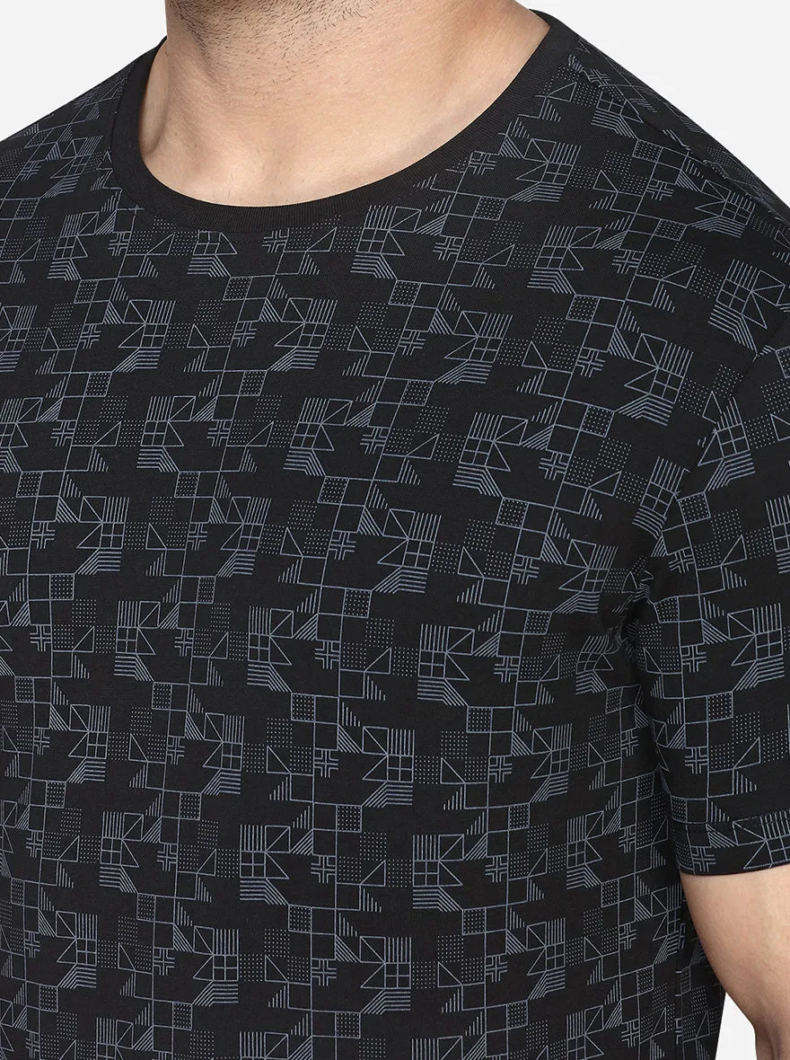 Black Printed Slim Fit T-Shirt | JadeBlue
