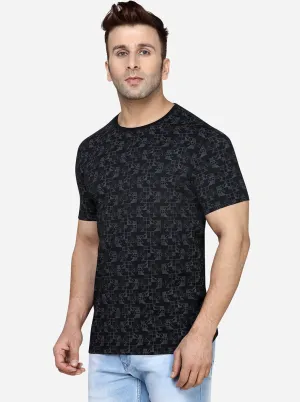 Black Printed Slim Fit T-Shirt | JadeBlue