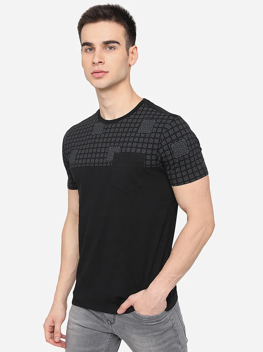 Black Printed Slim Fit T-Shirt | JadeBlue