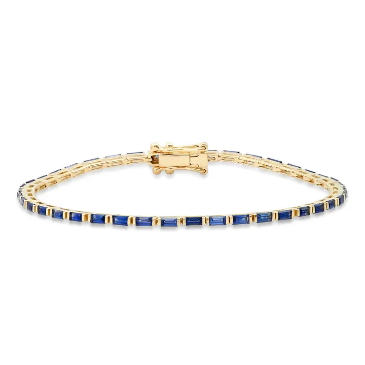 Blue Sapphire Baguette Tennis Bracelet