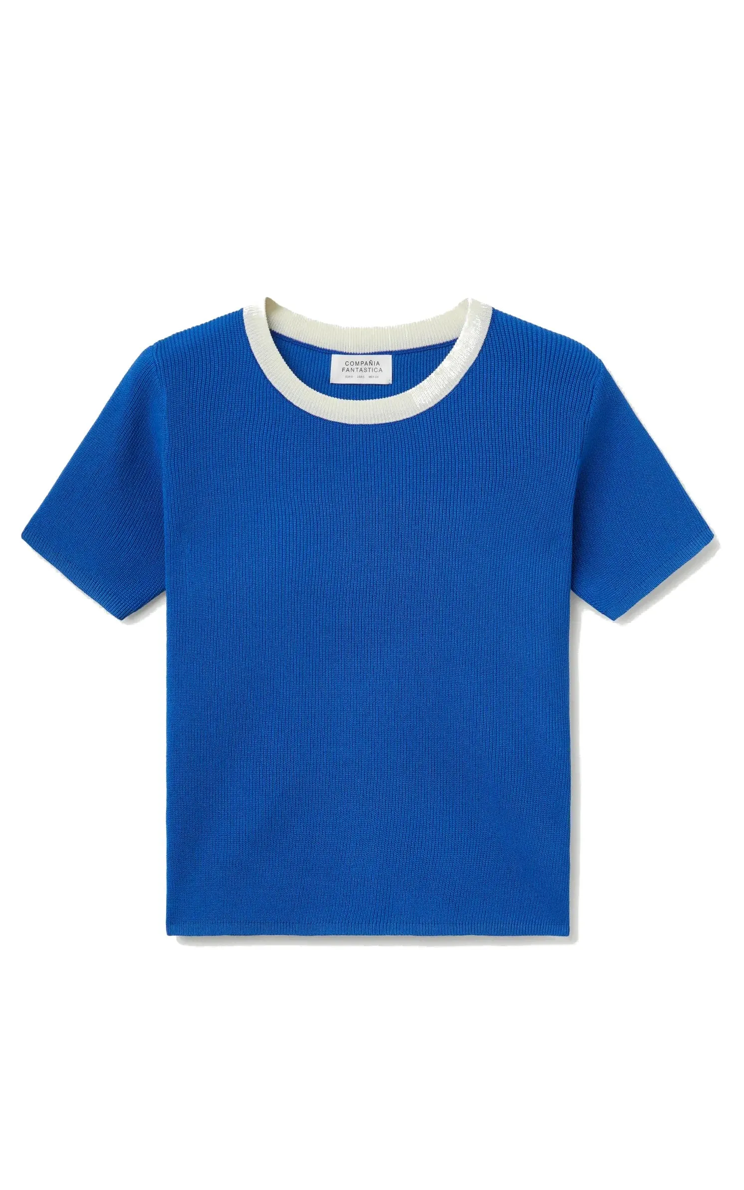 Blue Short Sleeve Knit Top