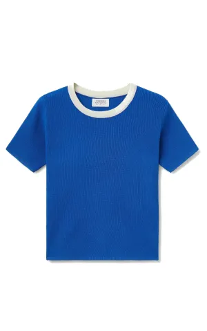 Blue Short Sleeve Knit Top