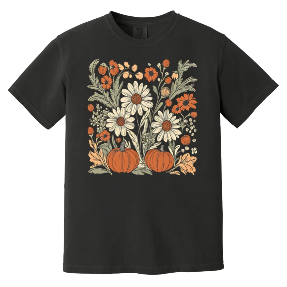 Boho Floral Pumpkin Comfort Colors T-Shirt – Cozy Fall Fashion for Autumn Lovers!