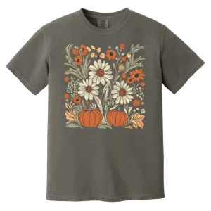 Boho Floral Pumpkin Comfort Colors T-Shirt – Cozy Fall Fashion for Autumn Lovers!