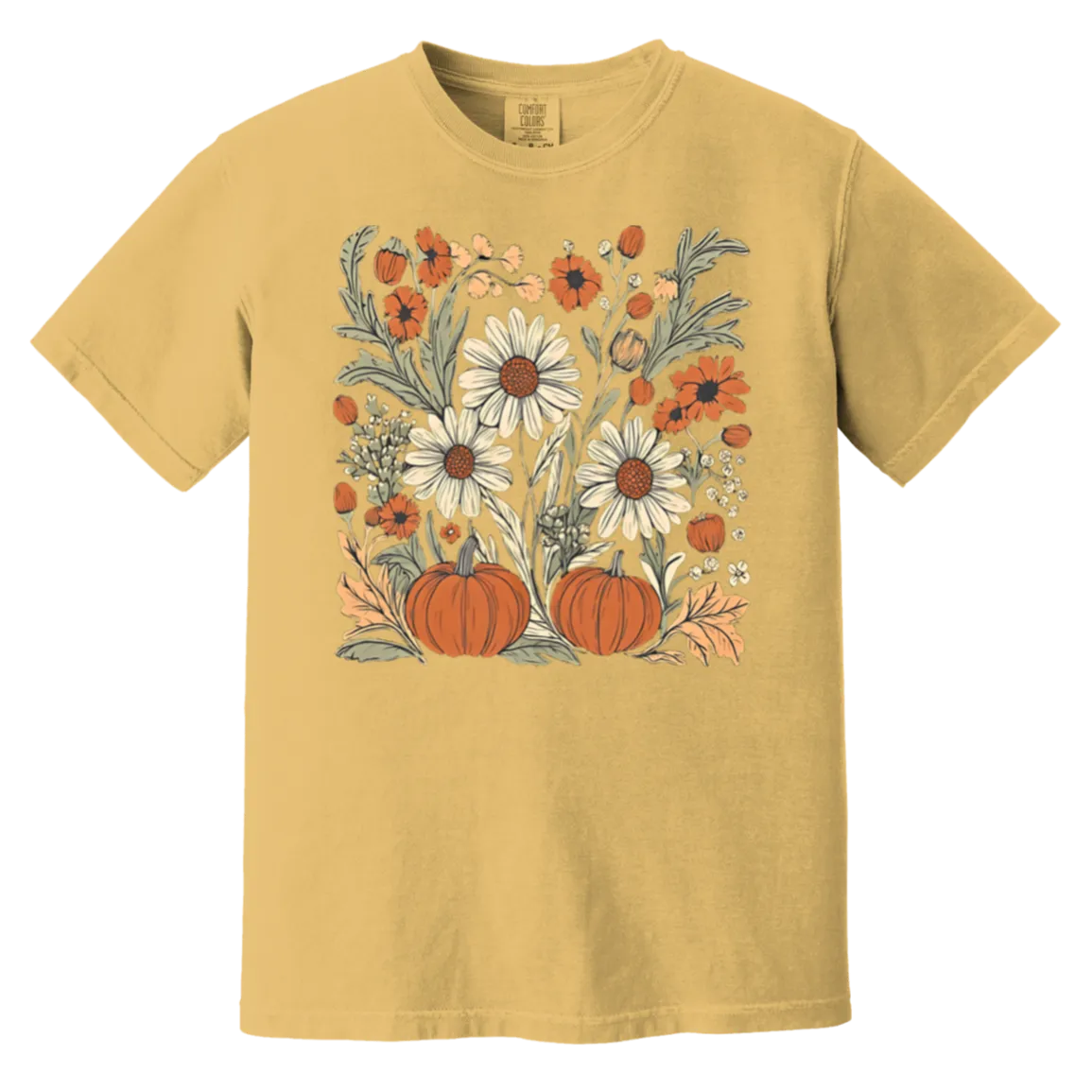 Boho Floral Pumpkin Comfort Colors T-Shirt – Cozy Fall Fashion for Autumn Lovers!