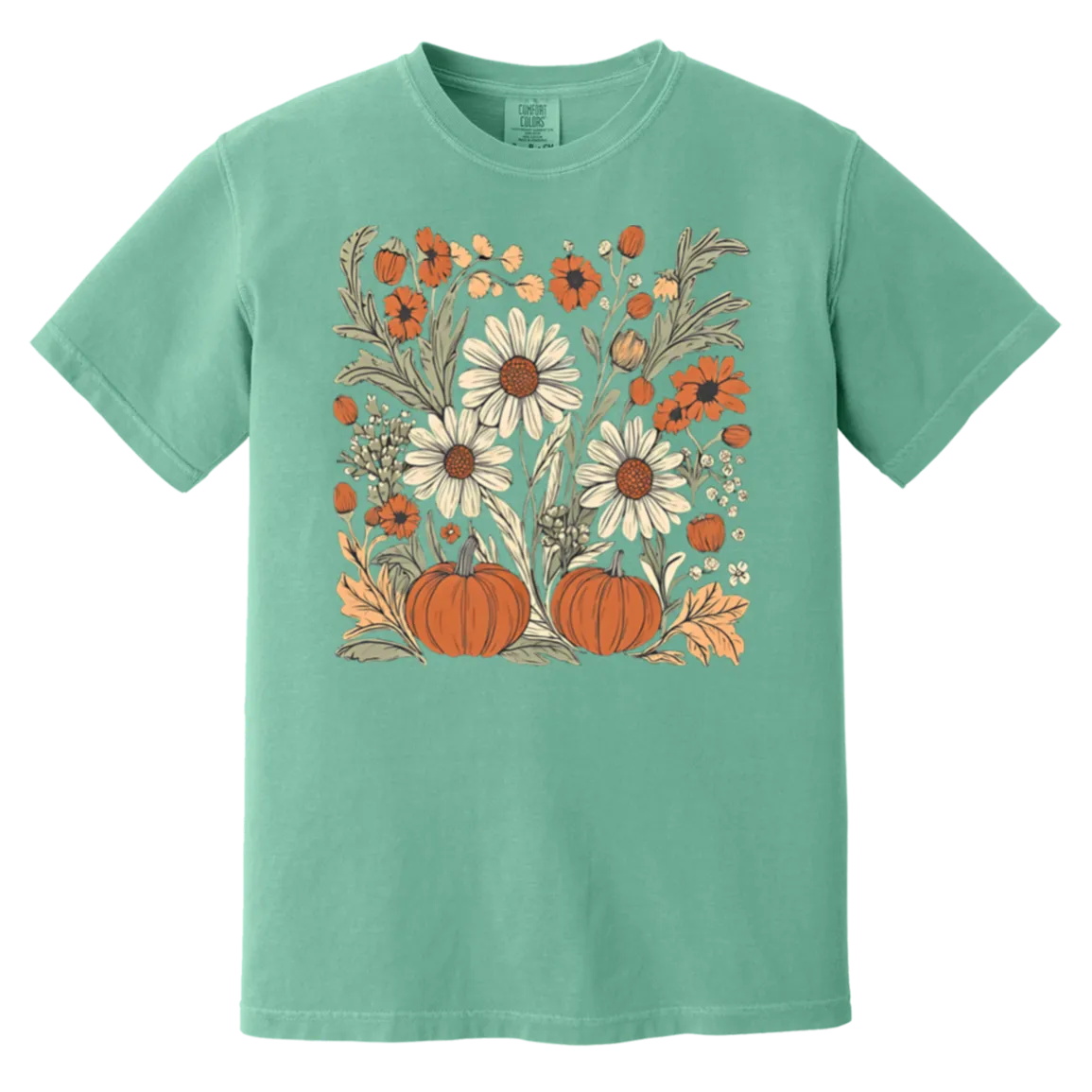 Boho Floral Pumpkin Comfort Colors T-Shirt – Cozy Fall Fashion for Autumn Lovers!