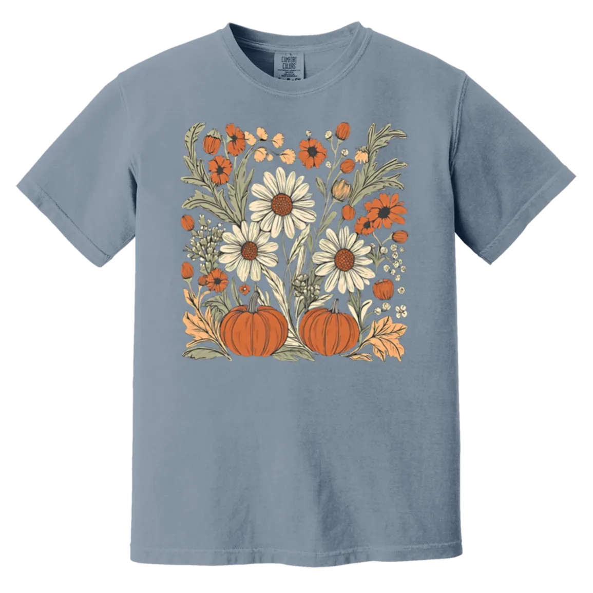 Boho Floral Pumpkin Comfort Colors T-Shirt – Cozy Fall Fashion for Autumn Lovers!