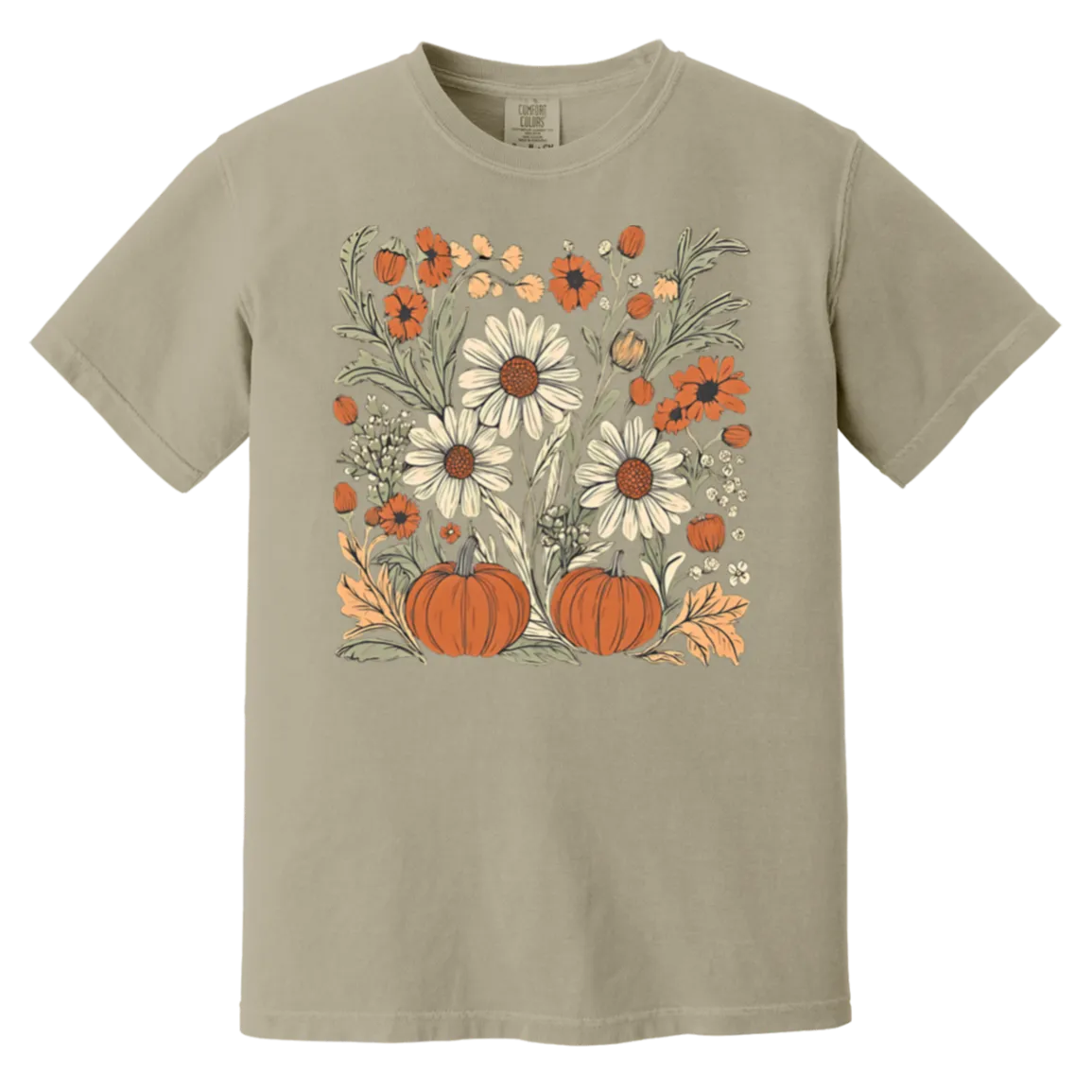 Boho Floral Pumpkin Comfort Colors T-Shirt – Cozy Fall Fashion for Autumn Lovers!