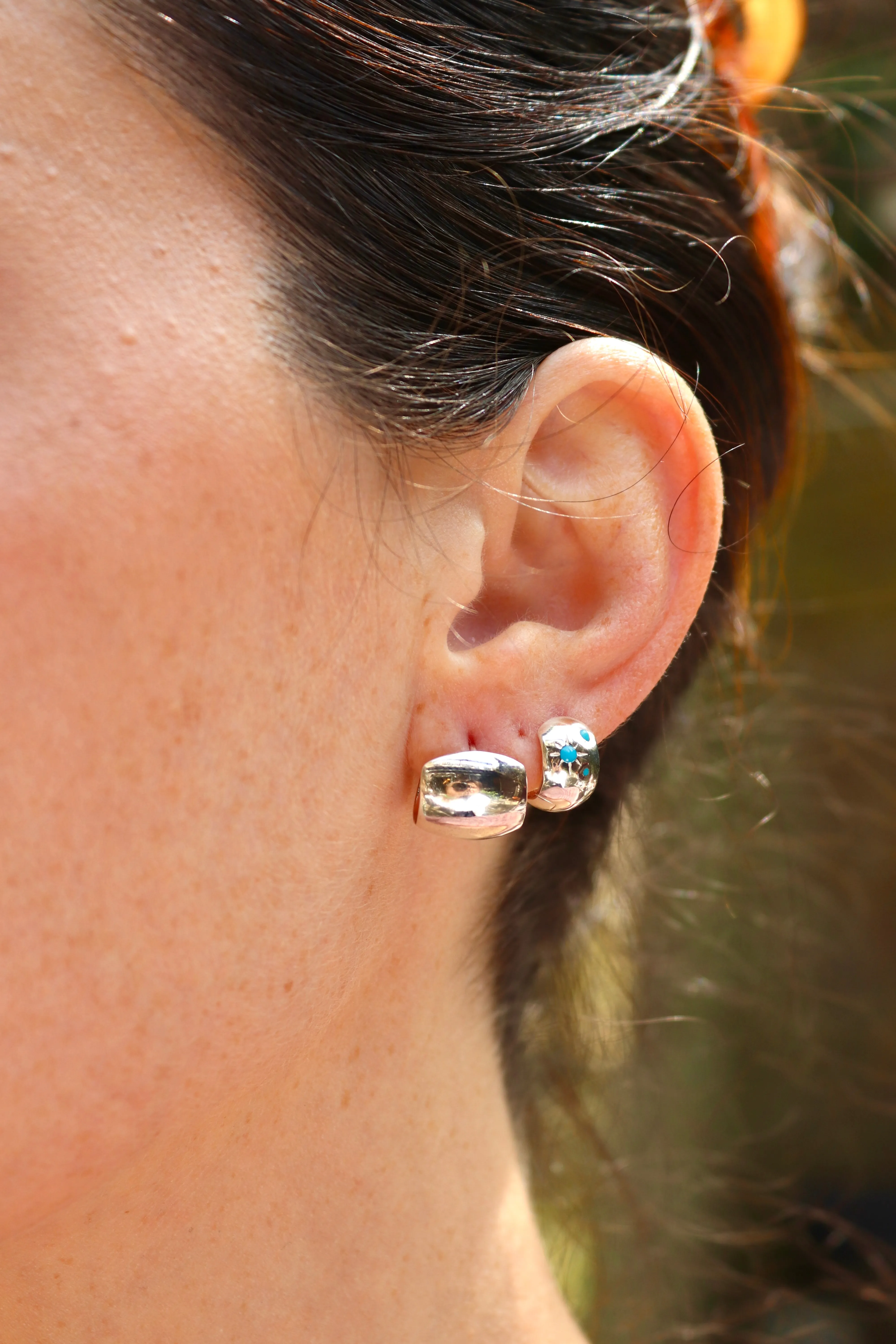 Bold Barrel Hinge Hoop in Sterling Silver