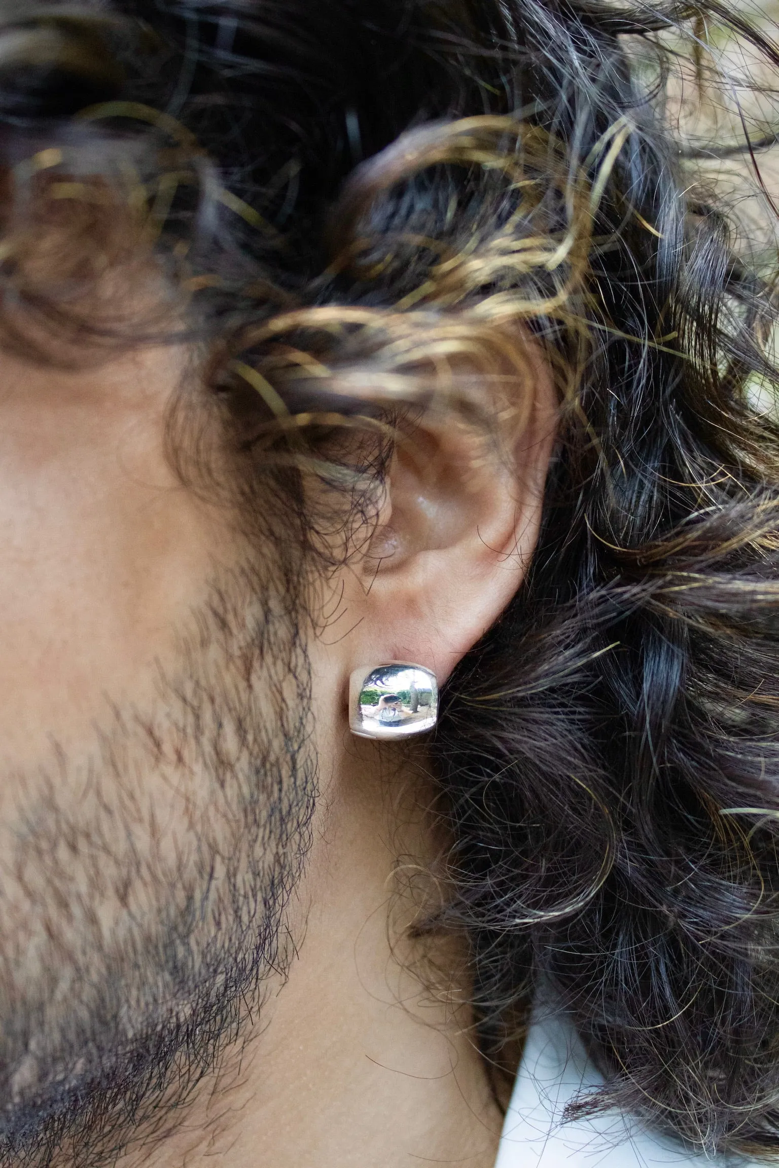 Bold Barrel Hinge Hoop in Sterling Silver