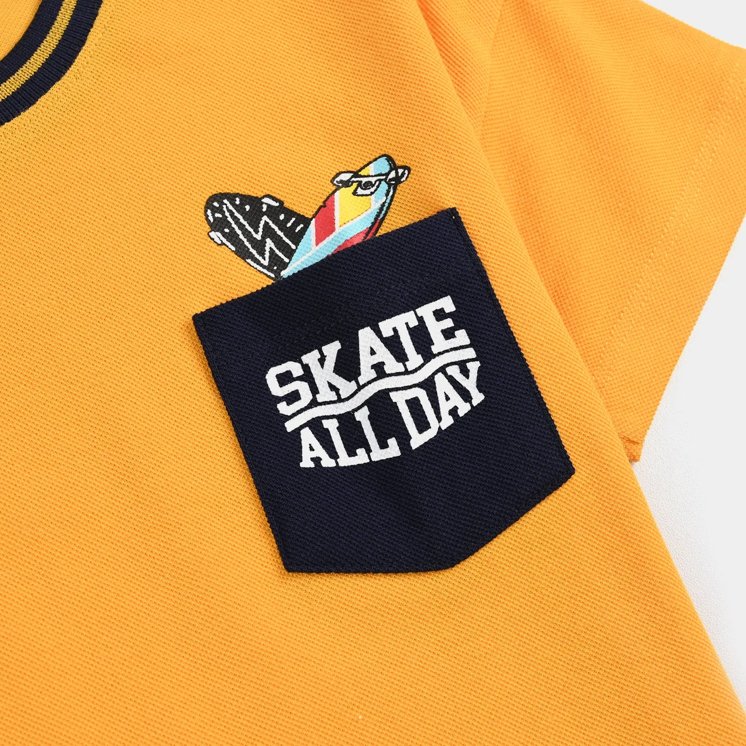 Boys Jumbo Pique T-Shirt H/S Skate All Day-Gold Fusion
