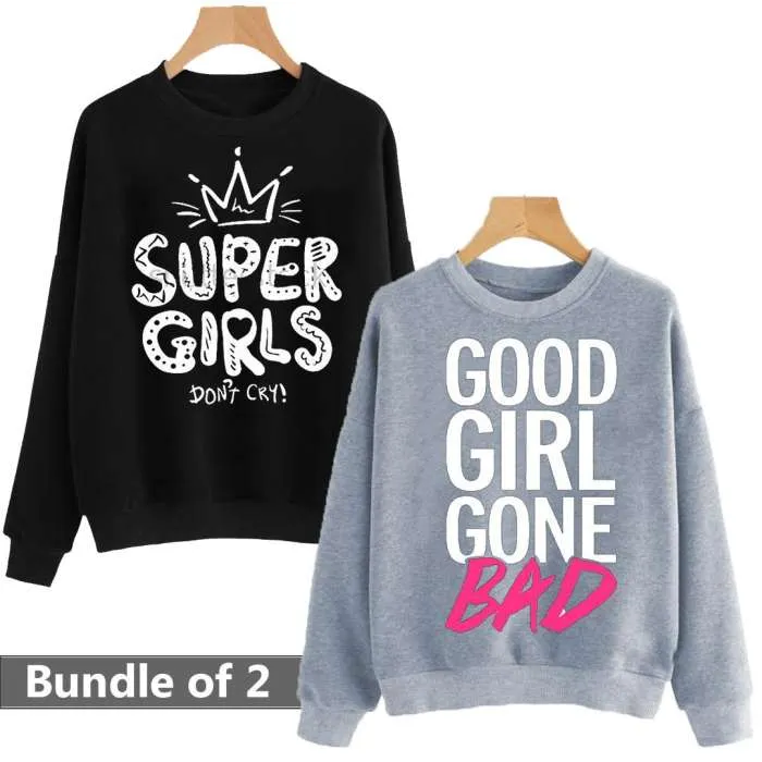 Bundle of 2 Grey Black Printed Sweat Shirts 493