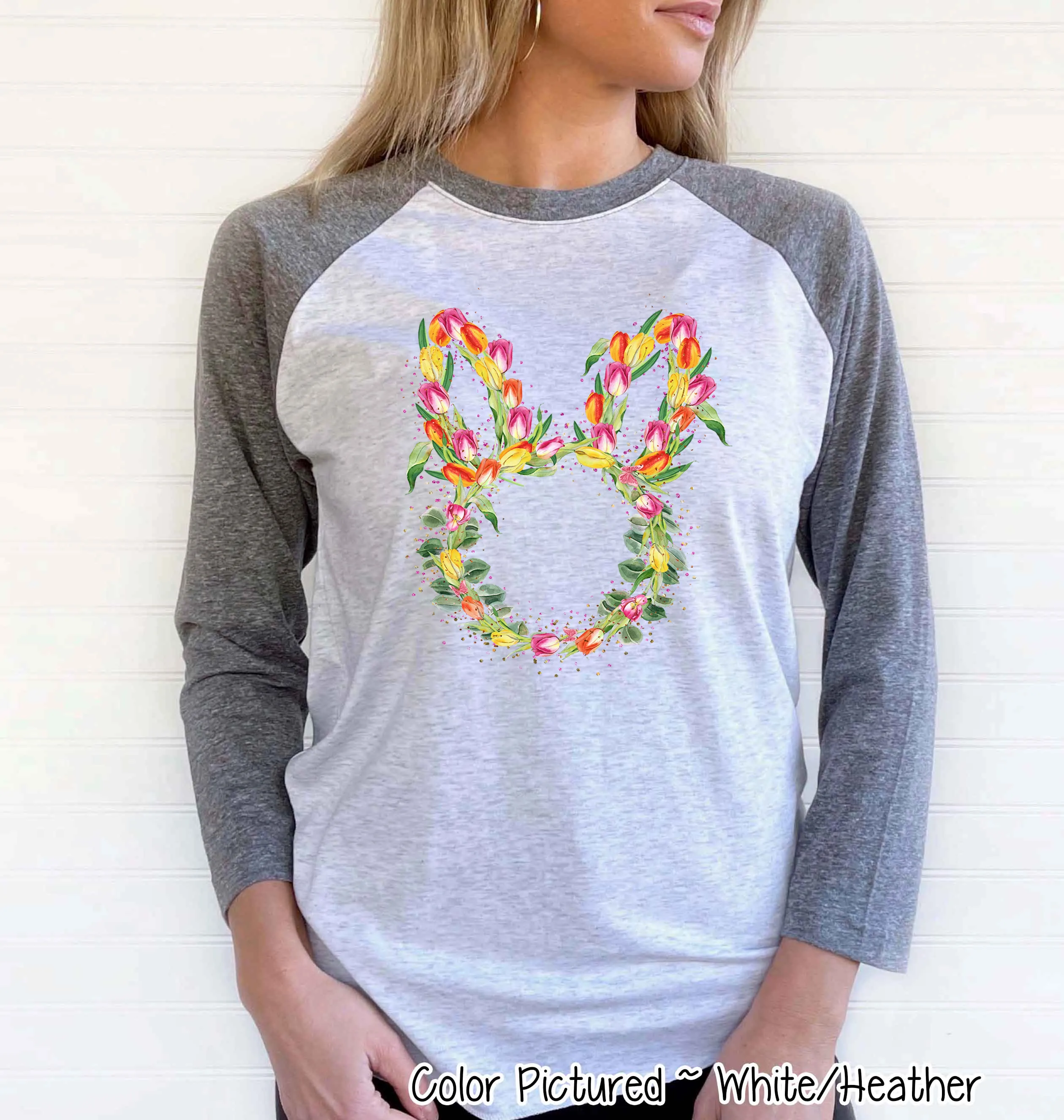 Bunny Head with Tulips Easter Tee