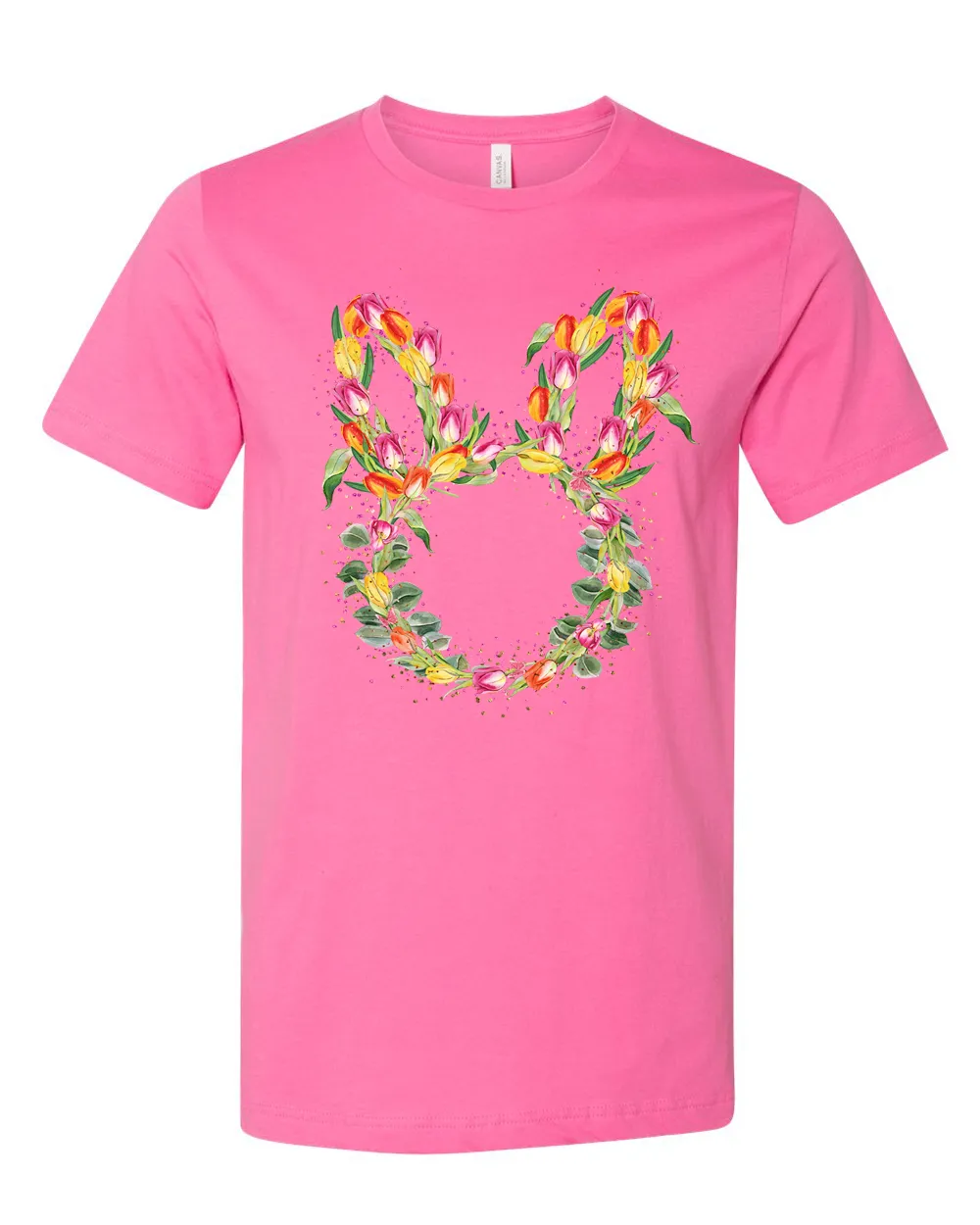 Bunny Head with Tulips Easter Tee