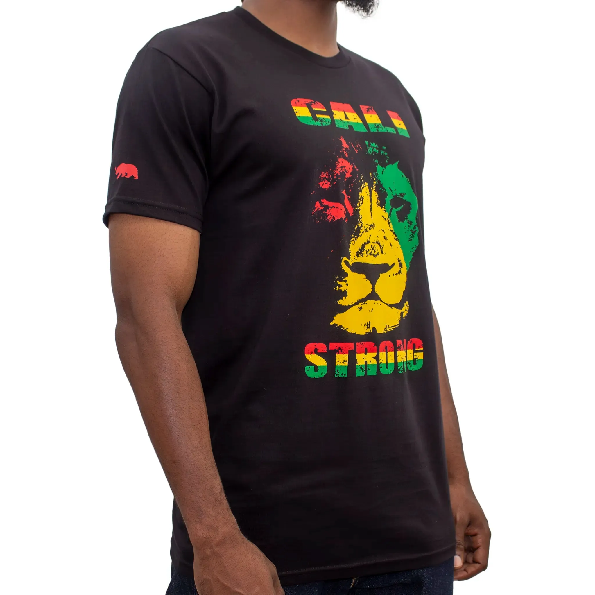 CALI Strong Triangle Lion Rasta Black T-Shirt