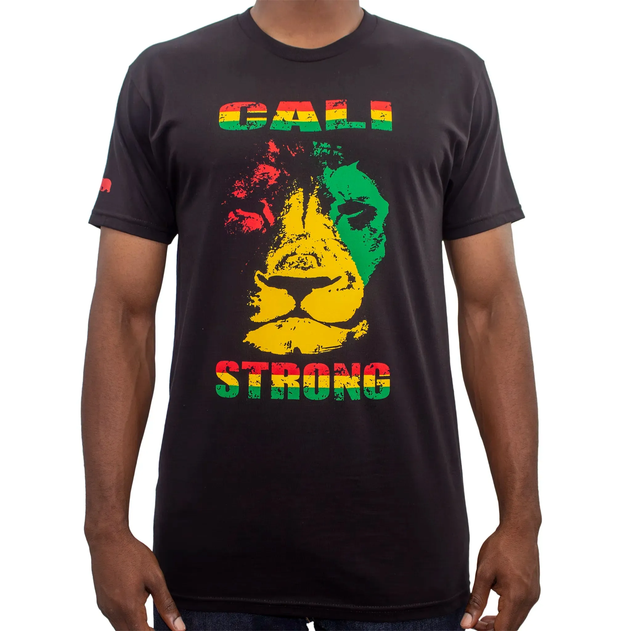 CALI Strong Triangle Lion Rasta Black T-Shirt