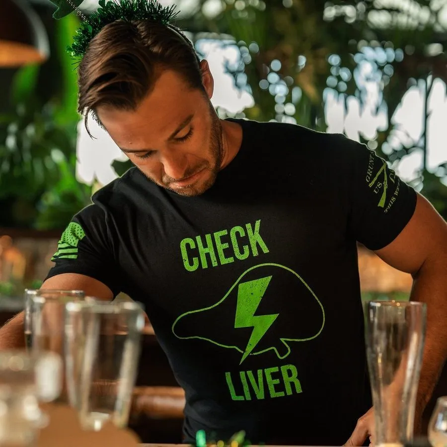 Check Liver T-Shirt - Black