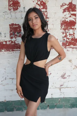 Cherry Black Knotted Mini Dress