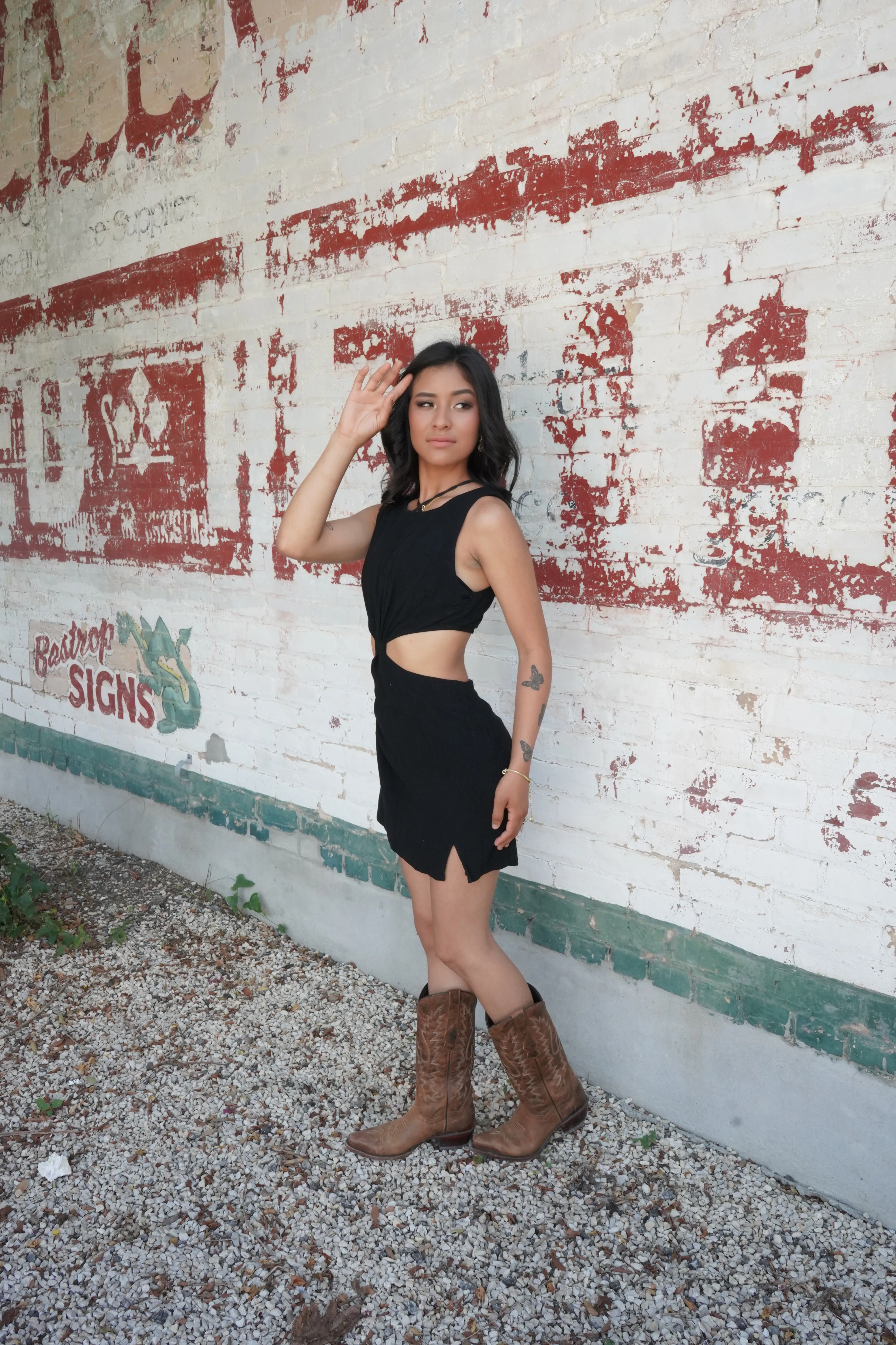 Cherry Black Knotted Mini Dress