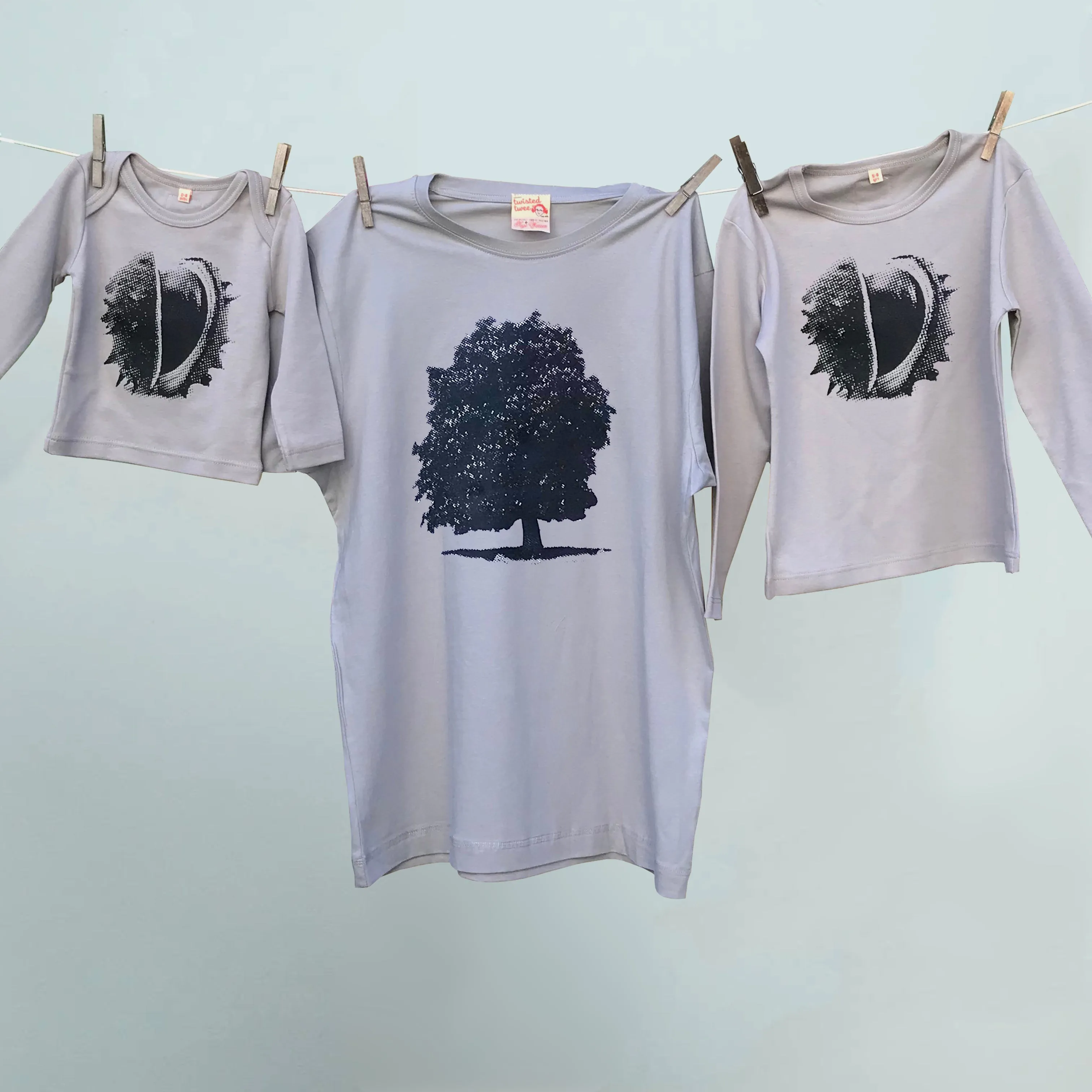 Chestnut tree and conker matching tshirts for parent and child