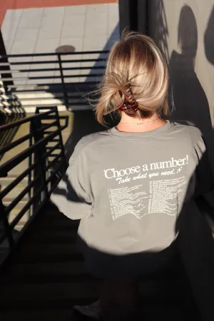 CHOOSE A NUMBER! TEE IN GREY