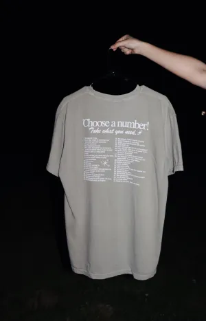 CHOOSE A NUMBER! TEE IN STONE