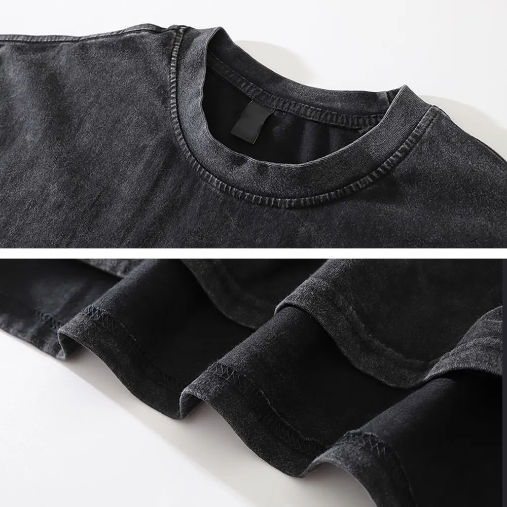 Collar Sweatshirt Doberman Pinscher Washed T-Shirt