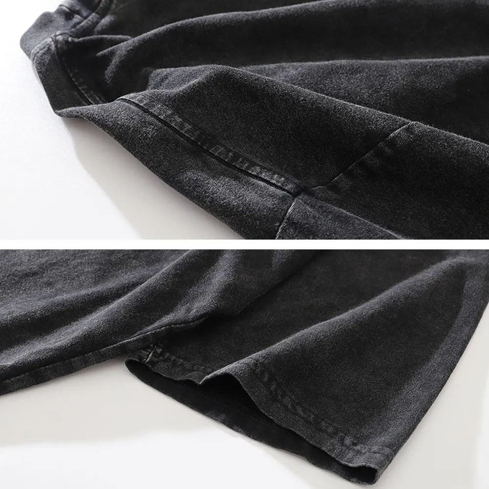 Collar Sweatshirt Doberman Pinscher Washed T-Shirt