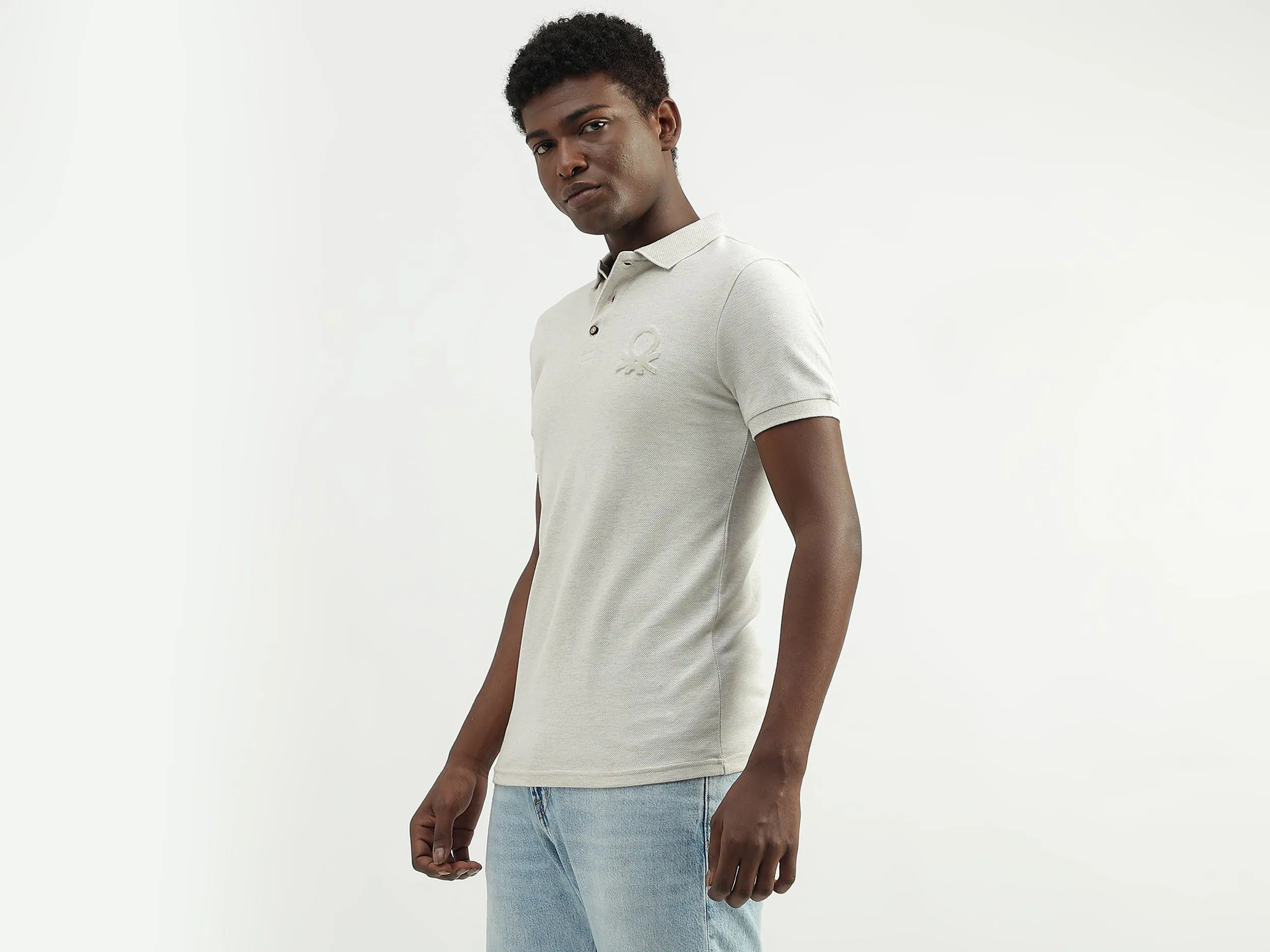 Cotton Solid Polo Collar Mens T-shirts