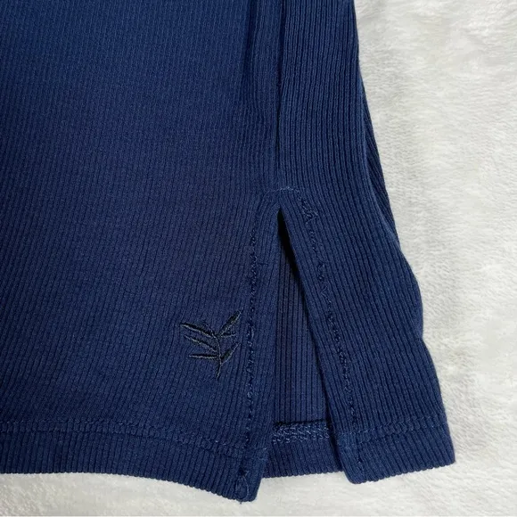 COZY EARTH Women’s Bamboo Rib-Knit Boyfriend PJ Sleep Dress Navy Blue L