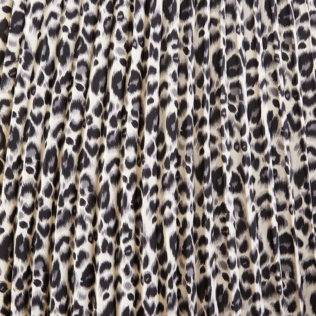 Cream & Black Leopard Pleated Skirt