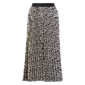 Cream & Black Leopard Pleated Skirt