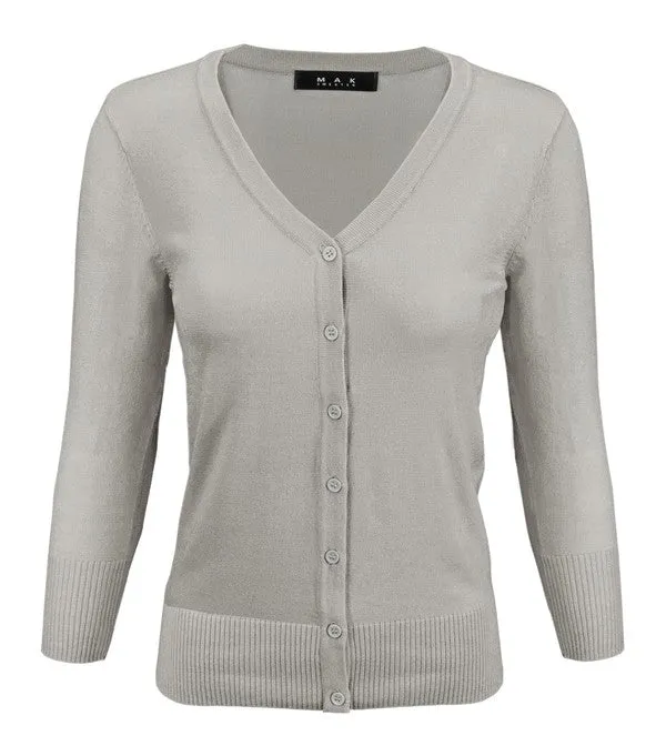 Crewneck Button Down Knit Plus Size Cardigans