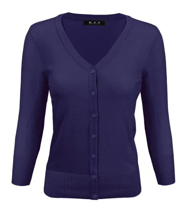 Crewneck Button Down Knit Plus Size Cardigans