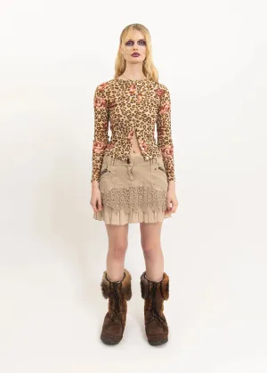 Crochet overlay frill hem mini skirt
