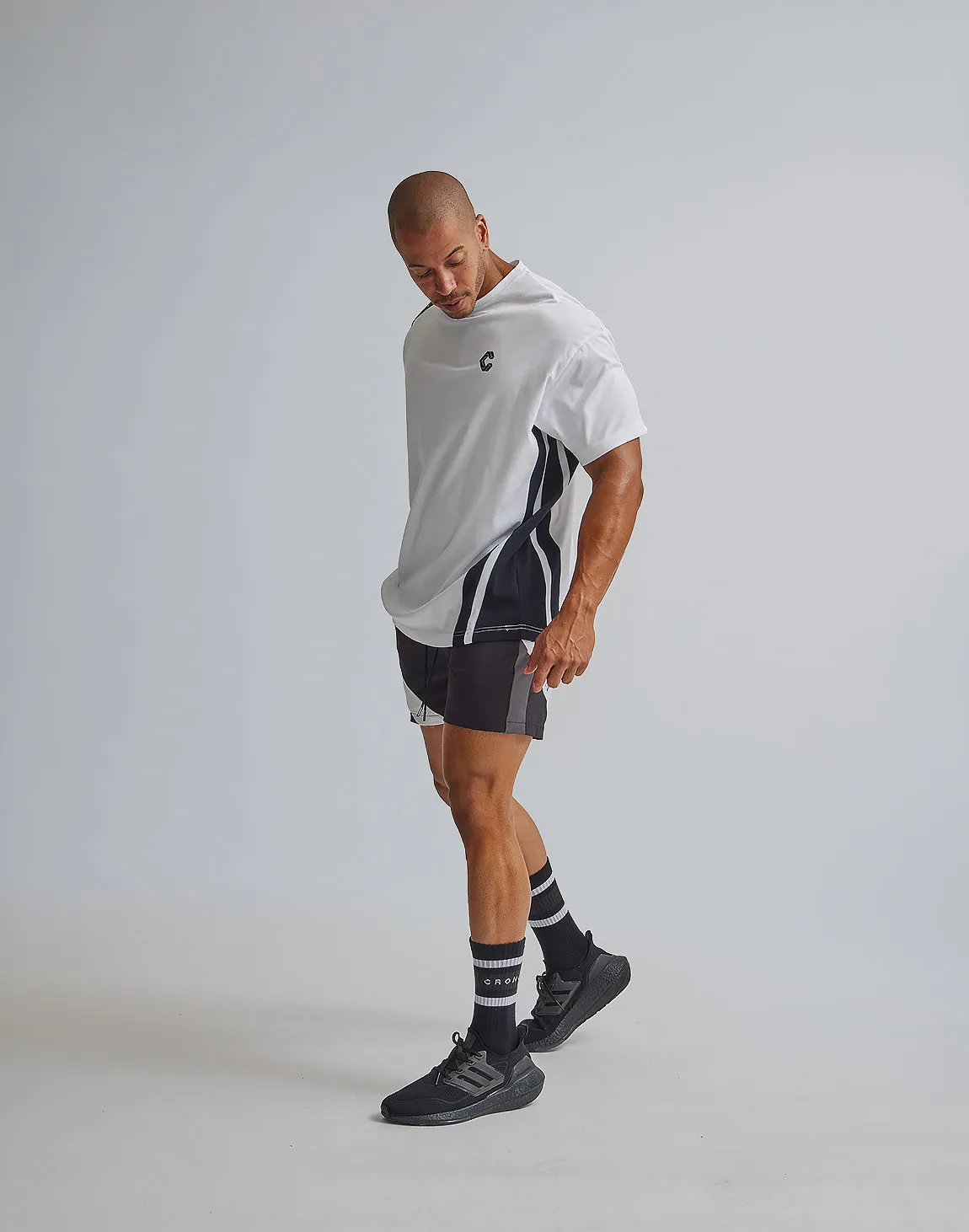 CRONOS 2LINES SWITCHED OVERSIZE T-SHIRTS【WHITE】