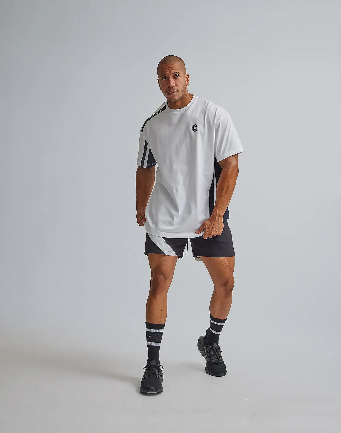 CRONOS 2LINES SWITCHED OVERSIZE T-SHIRTS【WHITE】