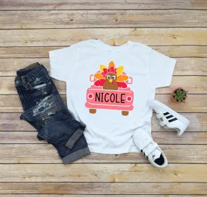 Custom Kids Turkey T-Shirt for Thanksgiving