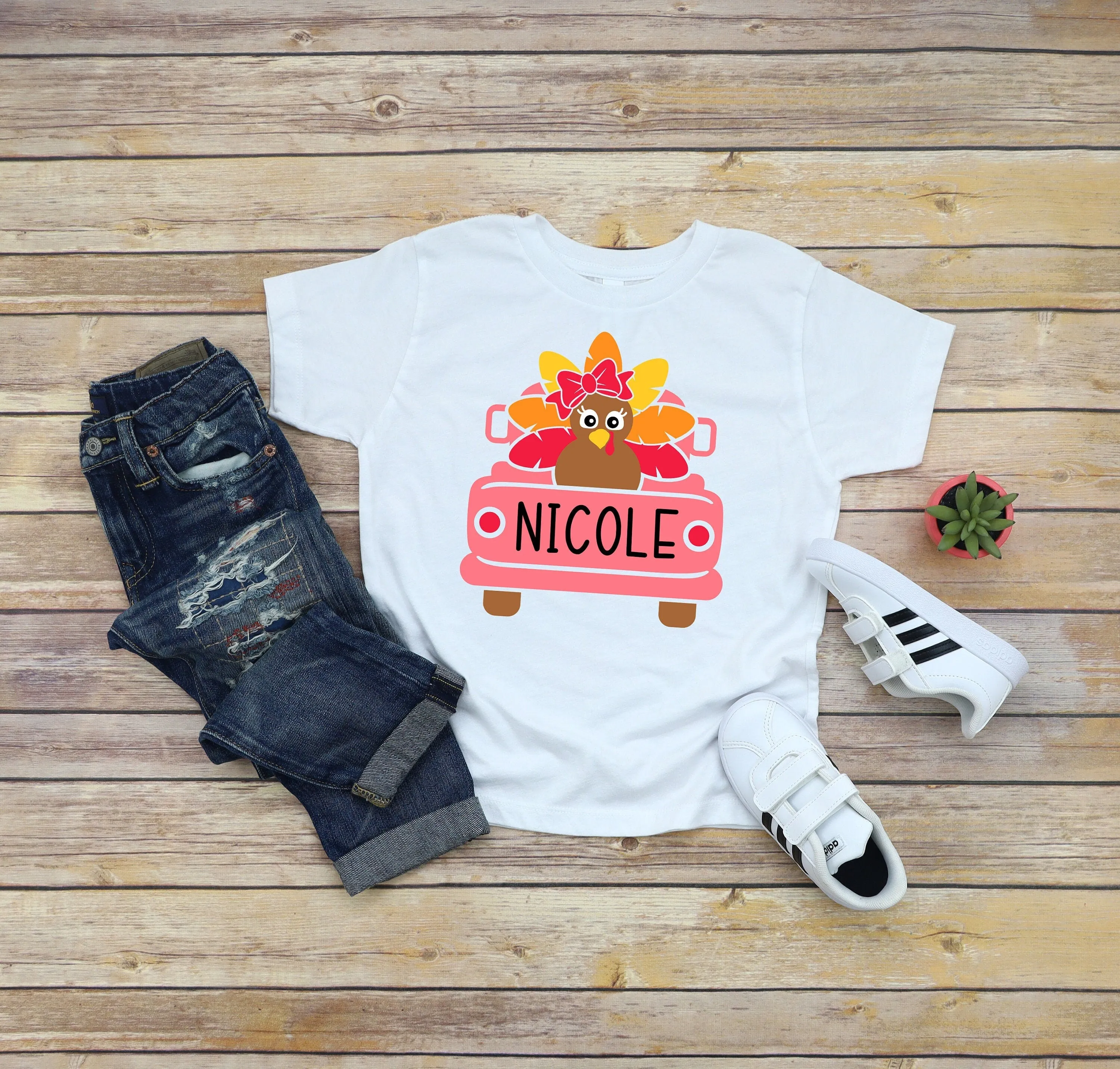 Custom Kids Turkey T-Shirt for Thanksgiving